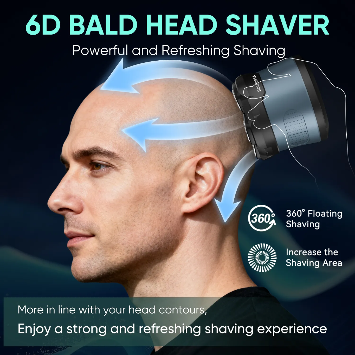 Rasoir électrique rotatif pour Homme-chauve