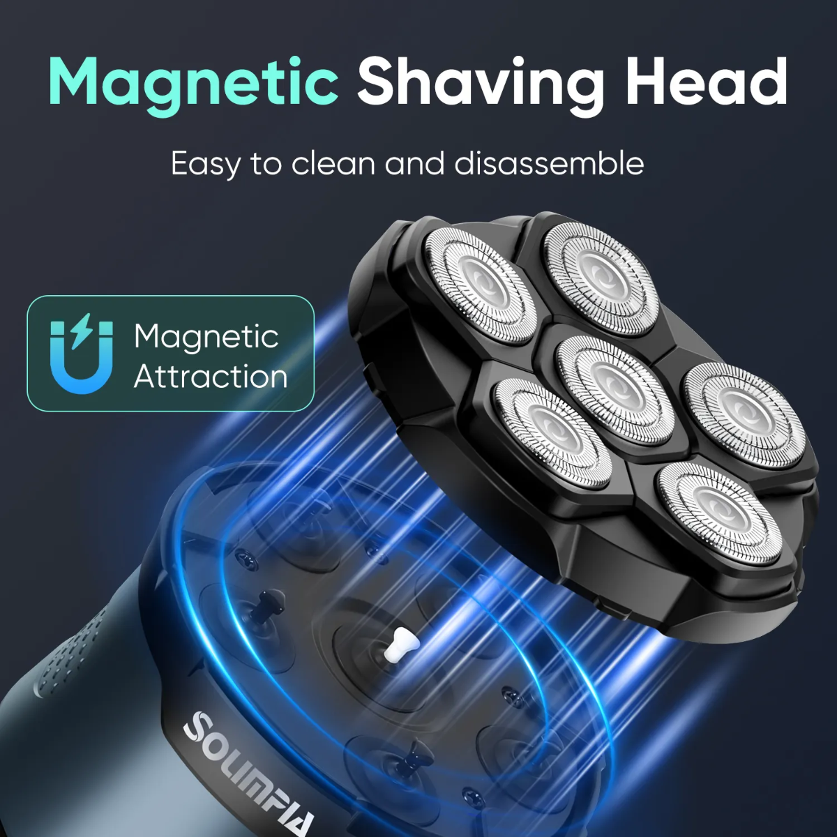 Rasoir électrique rotatif pour Homme-chauve